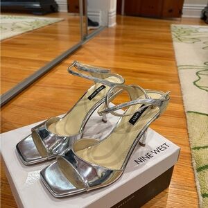 Nine West Metallic Silver Heels